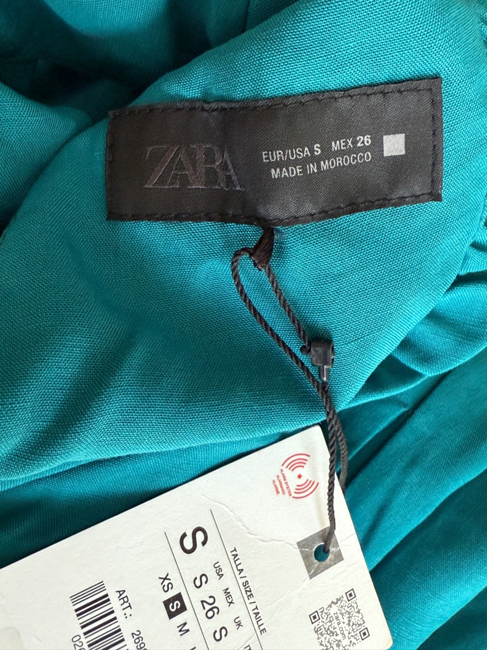 Zara NWT / Sz Small / Teal V-Neck Flutter Sleeve Maxi Dress - Picture 9 of 11
